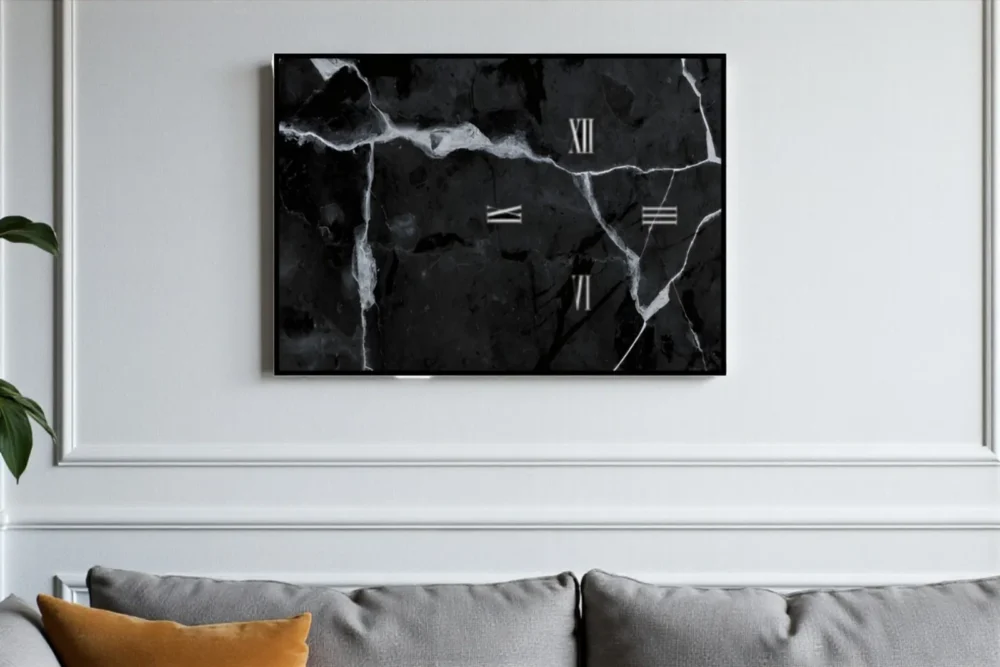 Orologio Quadro Nero/argento - Stampa in vetro