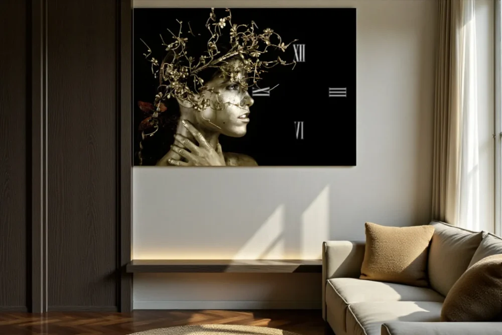 Orologio Quadro Victoria Gold - Stampa in vetro