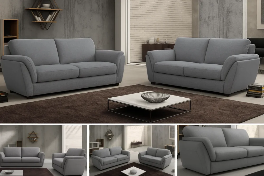 Coppia Divani 3+2P Oliva Tessuto Antimacchia