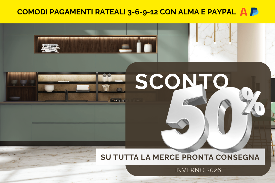 Sconto 50% su arredamenti cucina Linea – merce pronta consegna inverno 2026.