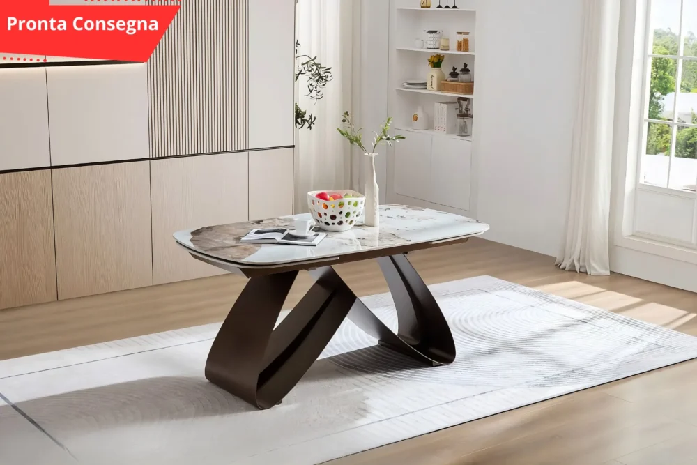 Tavolo Milano Struttura bronzo - Piano in Marmo pronta consegna