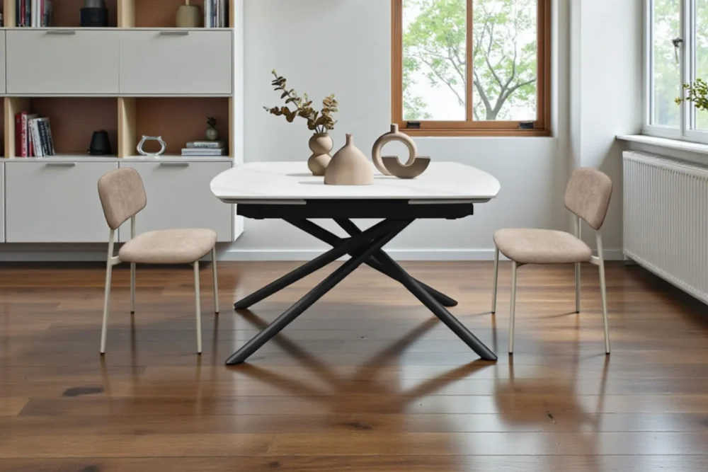 Tavolo Rotante Perla 120 - gambe Nero chius.