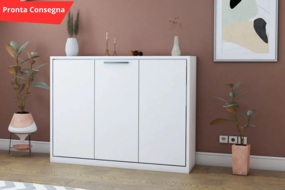 1Letto Matrimoniale bilanciato a scomparsa Bianco pronta consegna