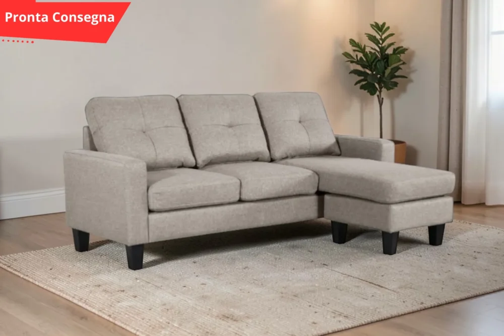 Divano con chaise longue 3posti Giulivo Beige pronta consegna