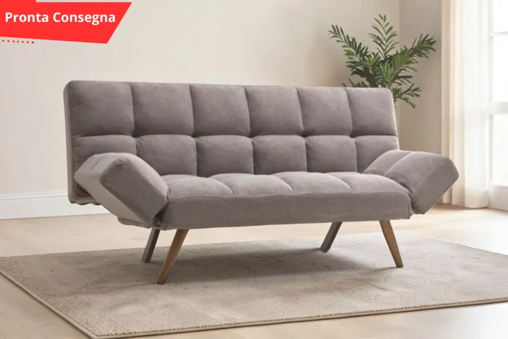 Divano letto Dune con braccioli pieghevoli Grigio pronta consegna