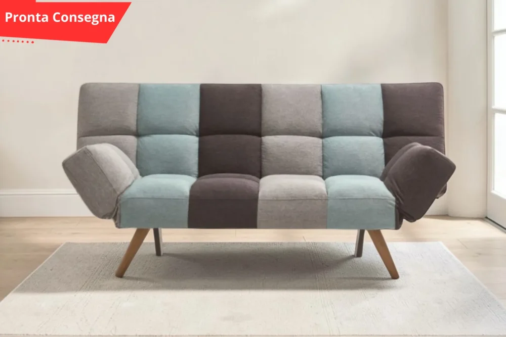 Divano letto Dune con braccioli pieghevoli Patchwork pronta consegna