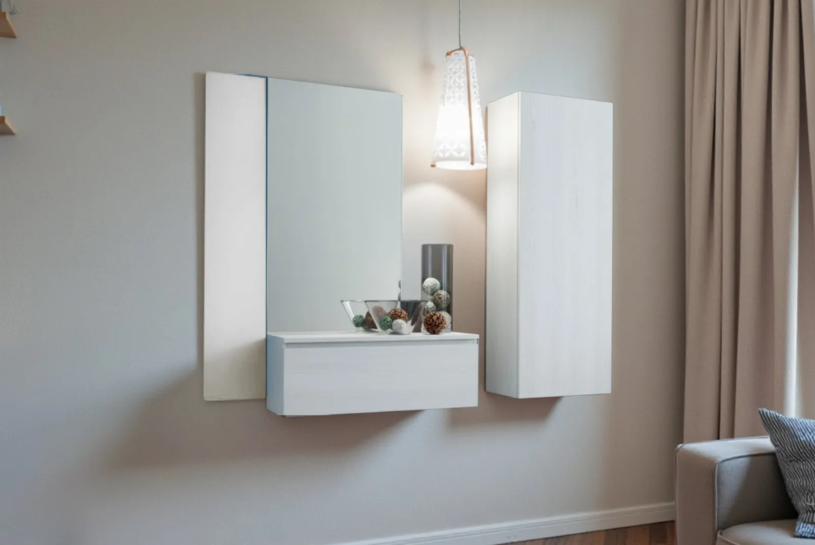 Ingresso Stella composizione con Armadio Gessato Bianco - b.