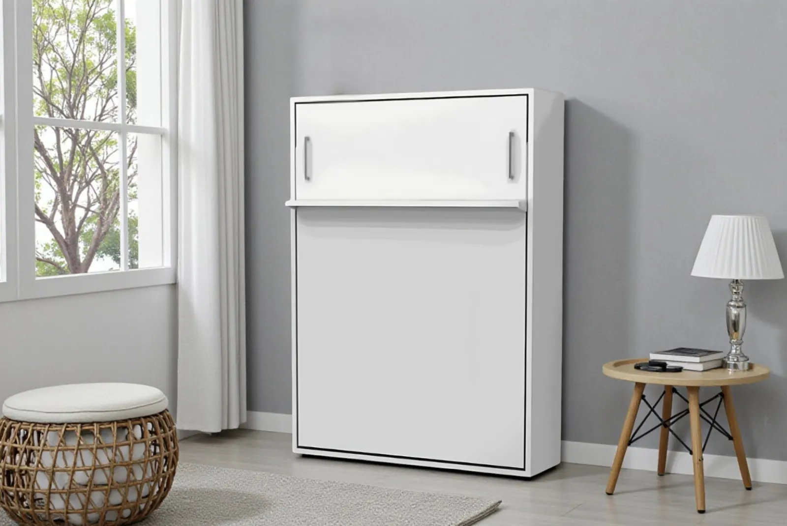 Letto Matrimoniale a scomparsa apertura verticale Bianco