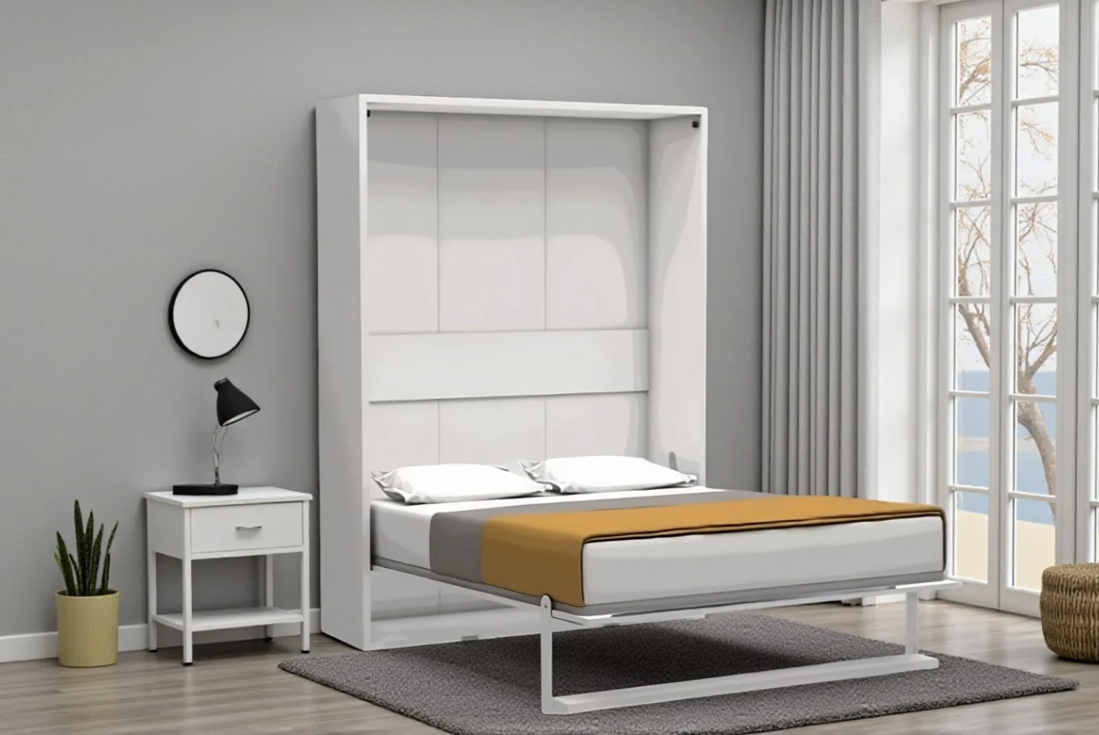 Letto a scomparsa apertura verticale Bianco
