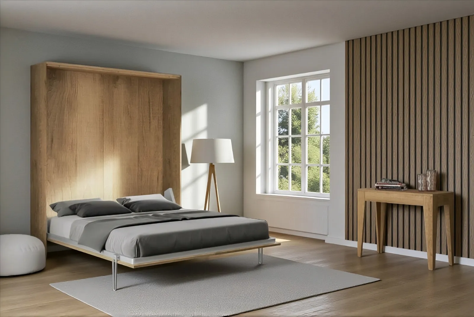 Letto matrimoniale a scomparsa Louise Quercia Natura