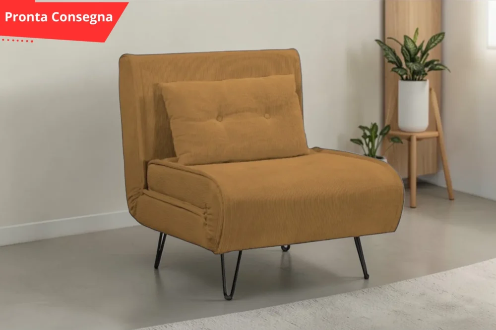 Poltrona letto Quarzo senza braccioli Mostarda Pronta consegna
