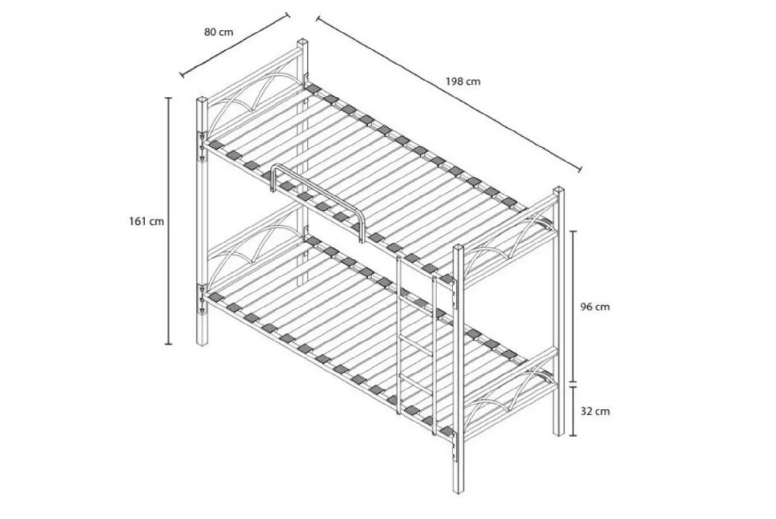 Scheda tecnica Letto a castello con struttura in metallo