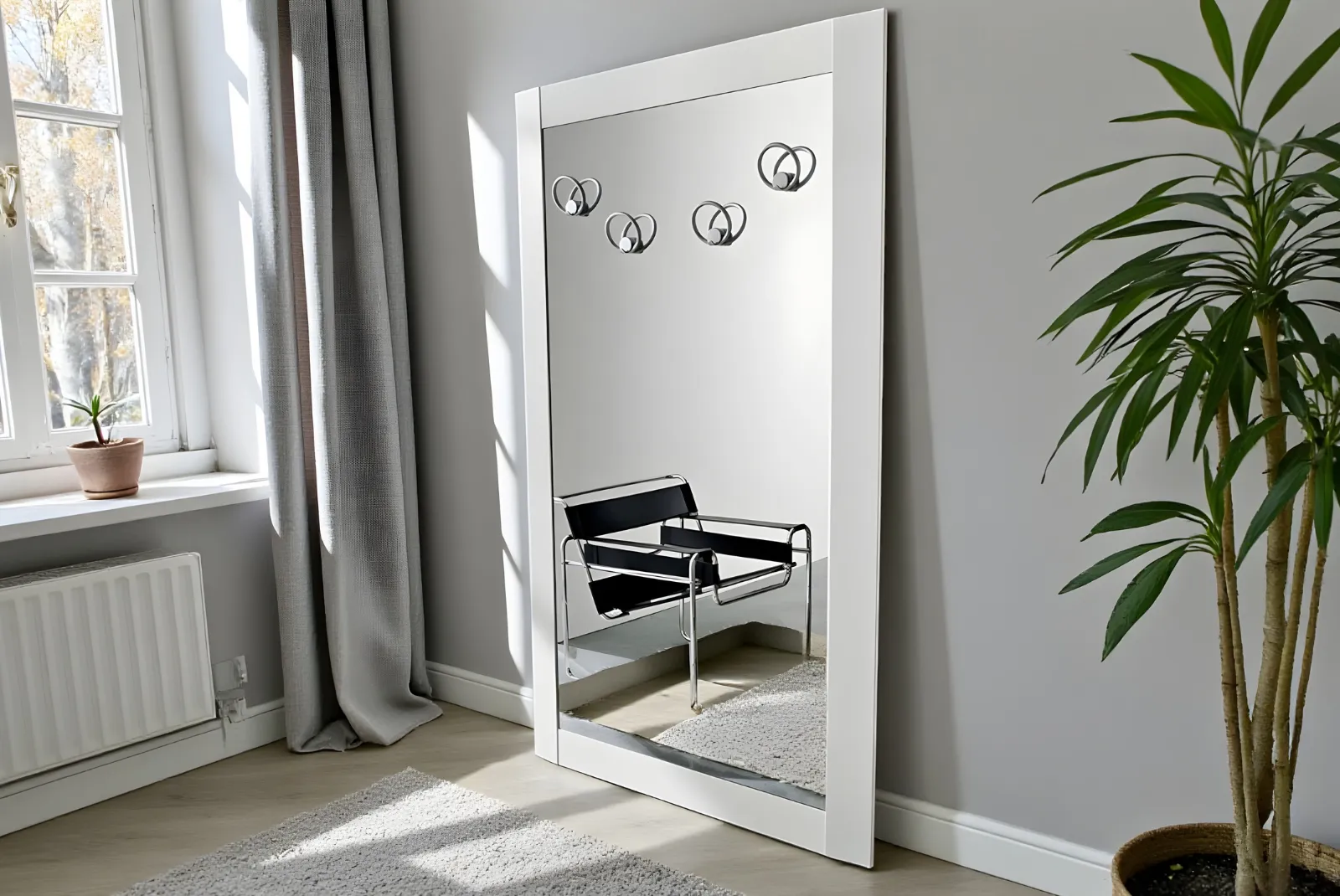 Visione ambientata IngressoSpecchiera Jessica composizione Bianco