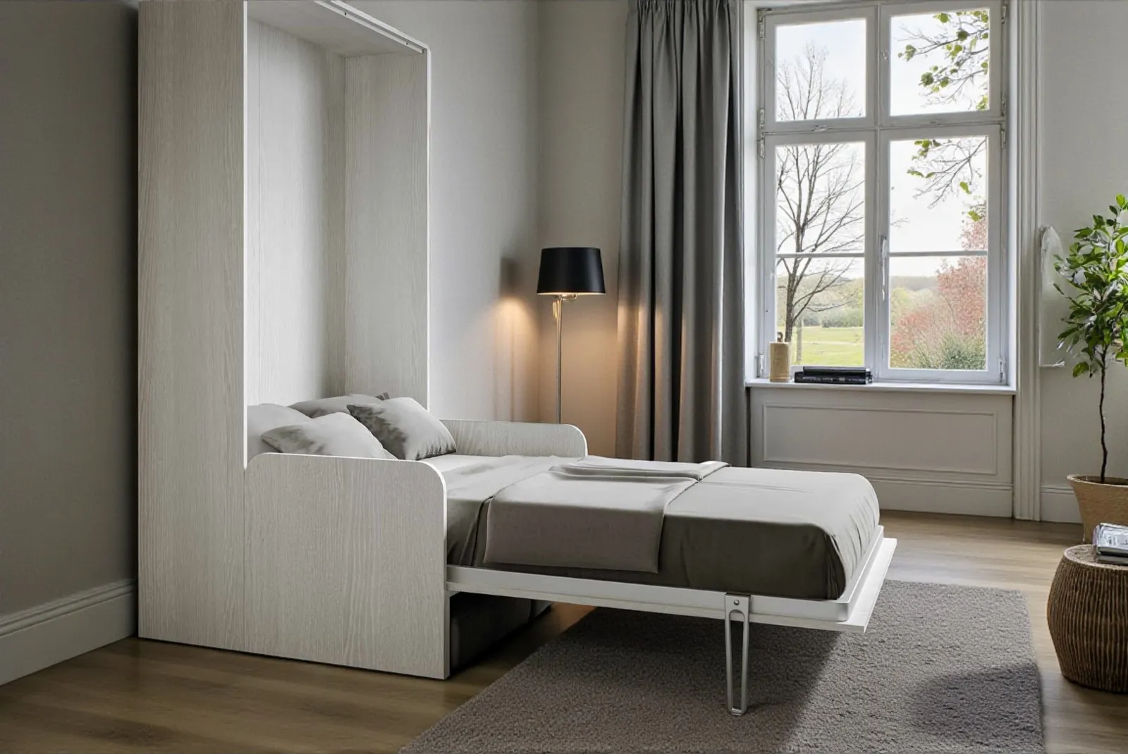 Visione ambientata divanetto con letto a scomparsa