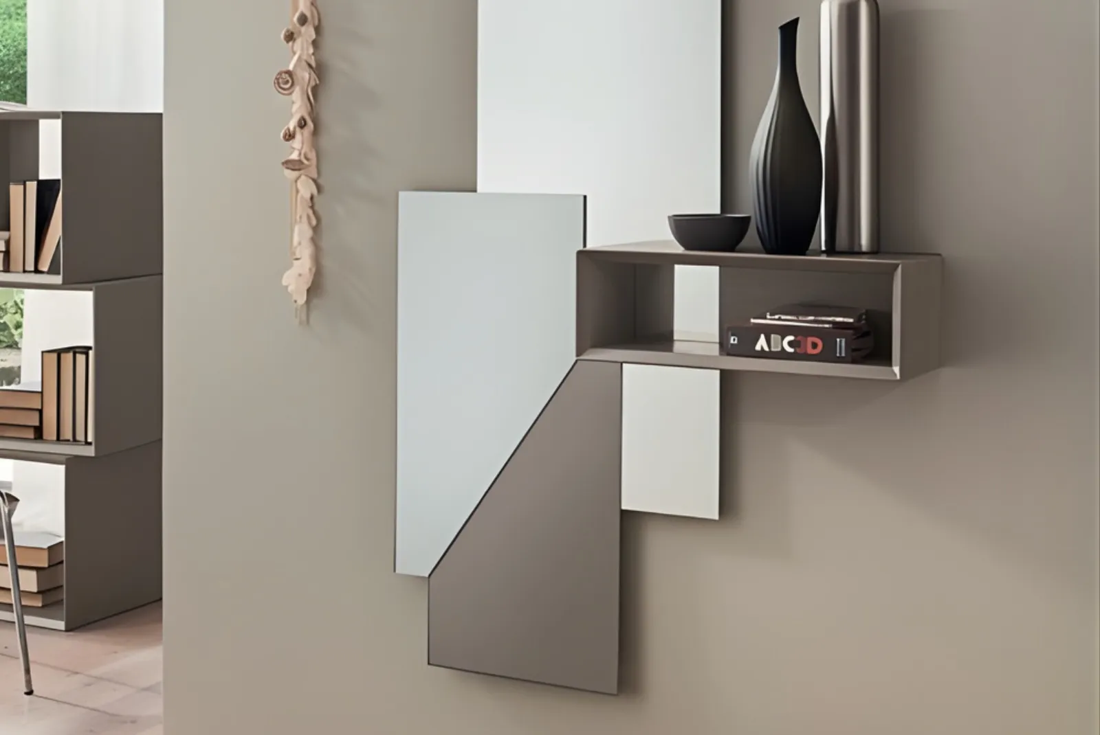 Zoom IngressoSpecchiera Lego composizione Tortora