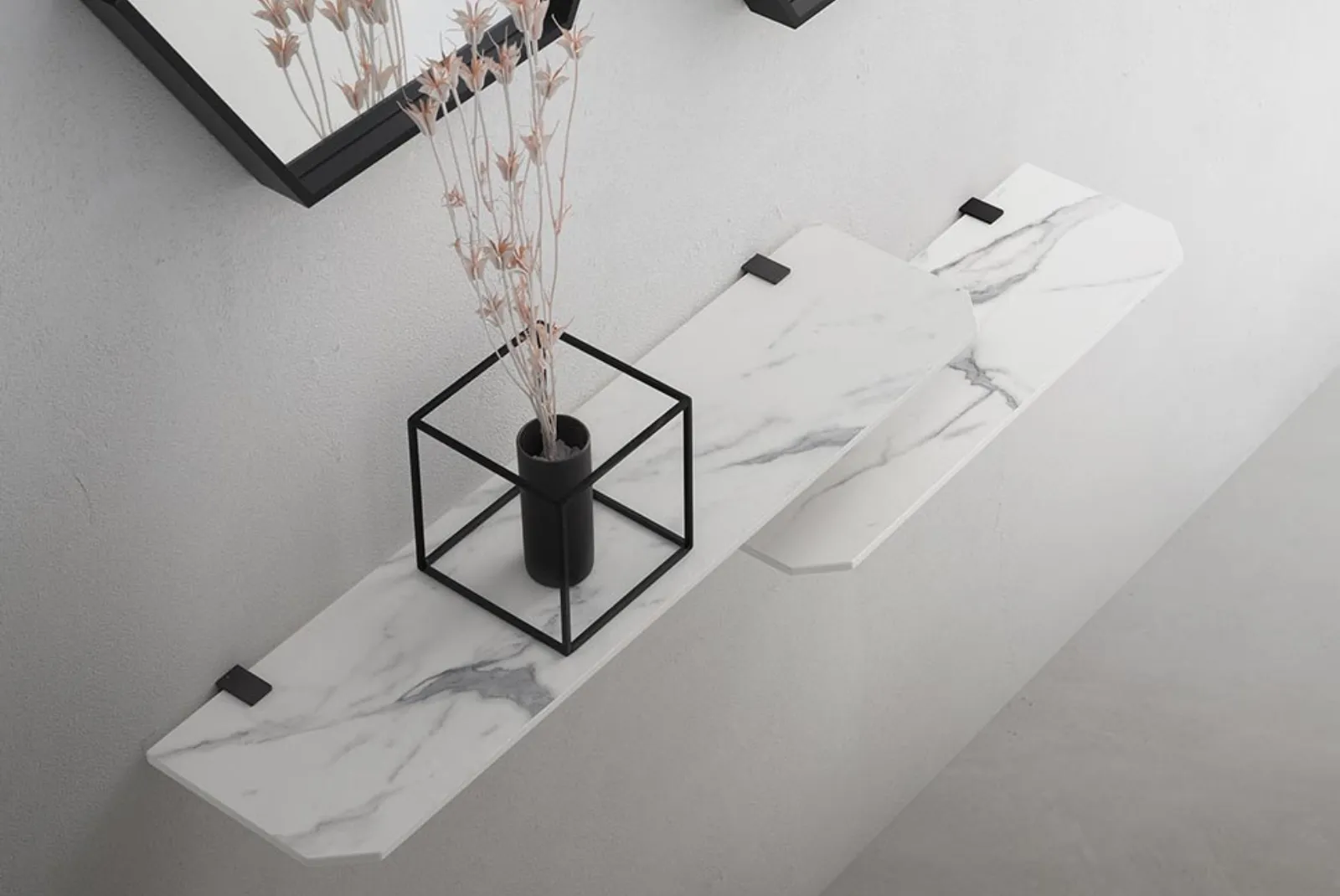 Zoom mensole Ingresso Cross composizione doppio Esagono