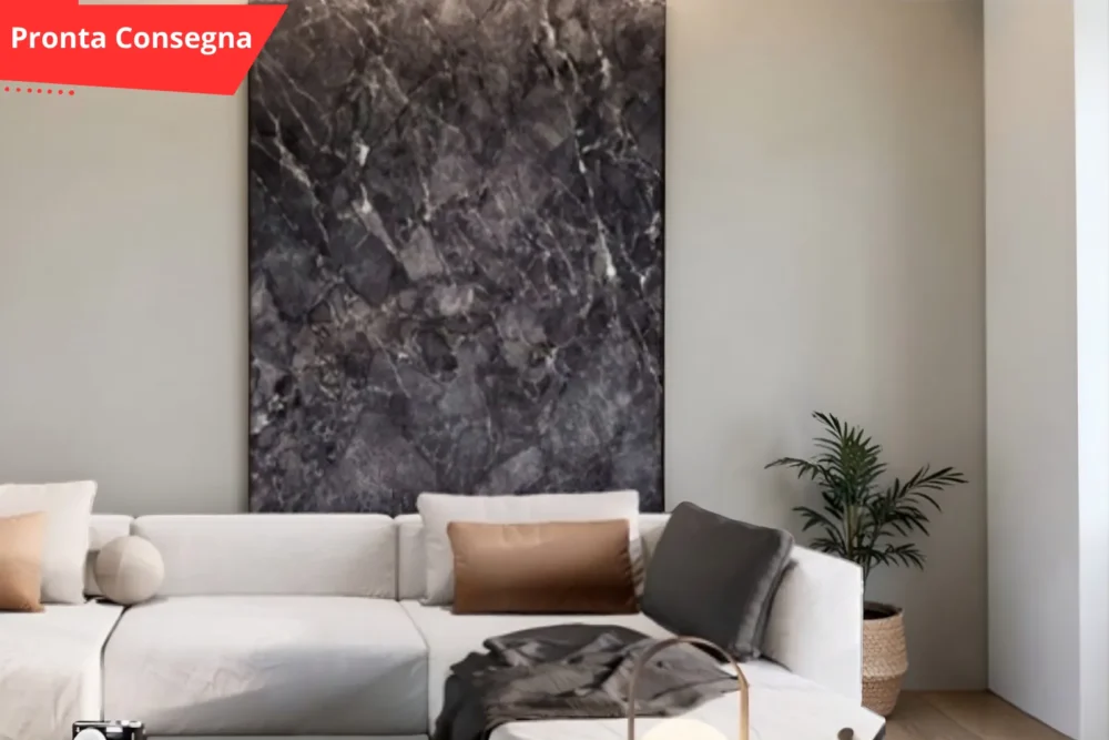 Pannello decorativo effetto Marmo Nero Lucido