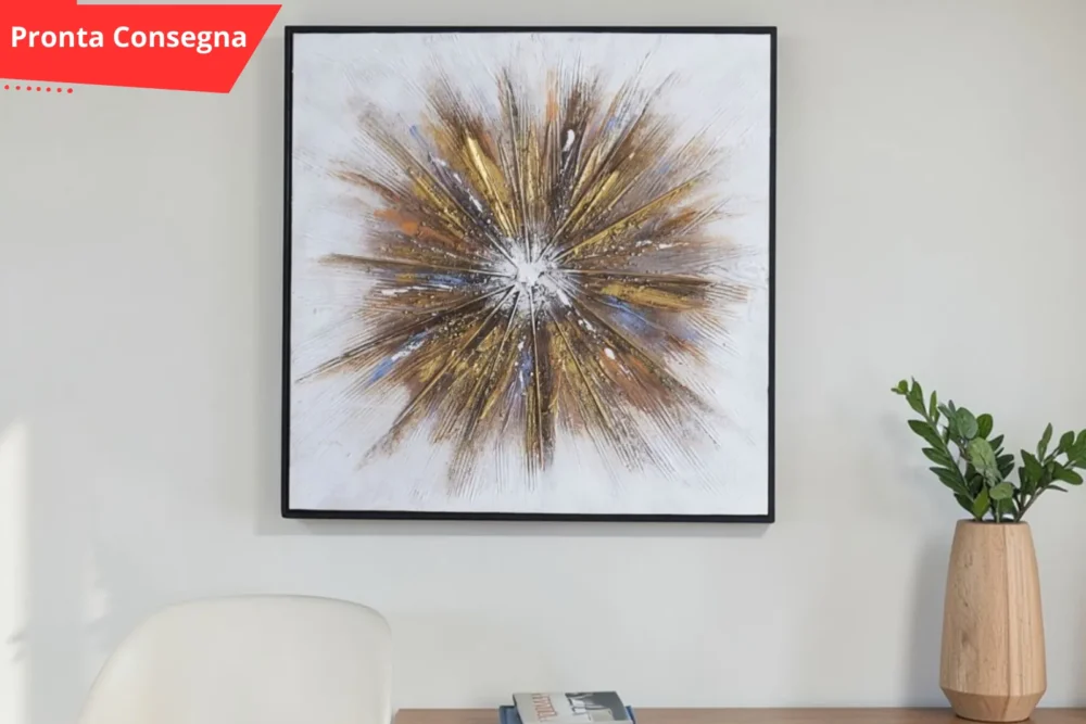 Quadro Astratto oro cornice nera su Tela effez.