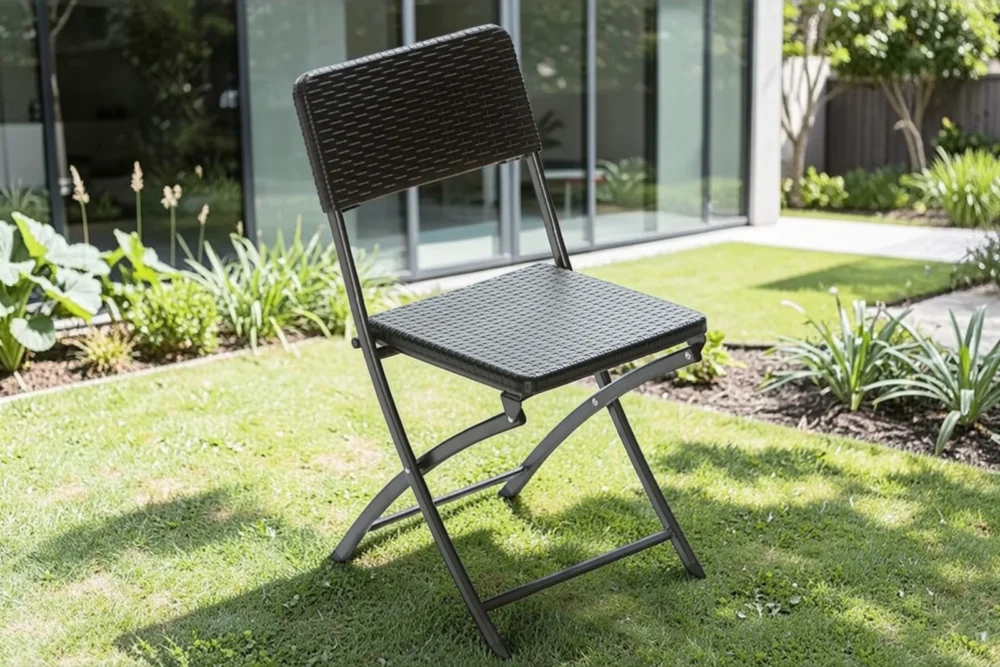 Sedia pieghevole Plastik Rattan Nero