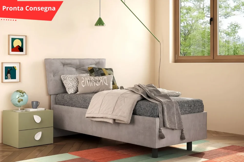 Letto singolo Bergen con contenitore pronta consegna