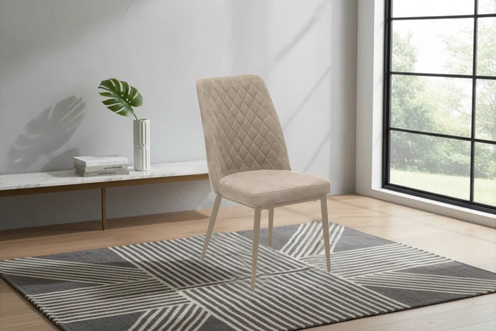 Sedia Tufy in microfibra Cammello - gambe Tortora