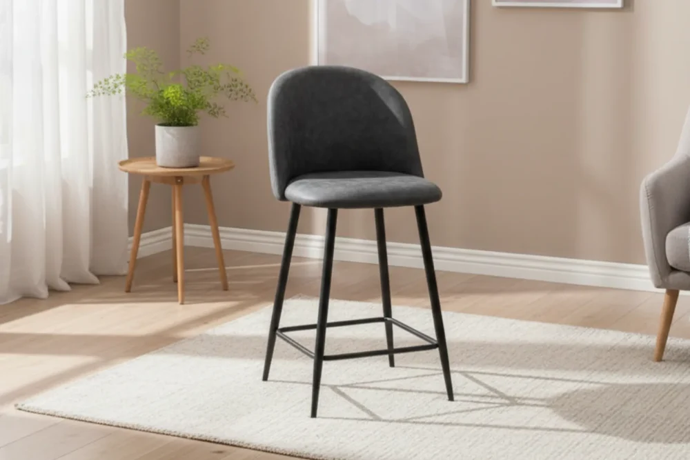 Sgabello Denise in tessuto microfibra vintage Grigio