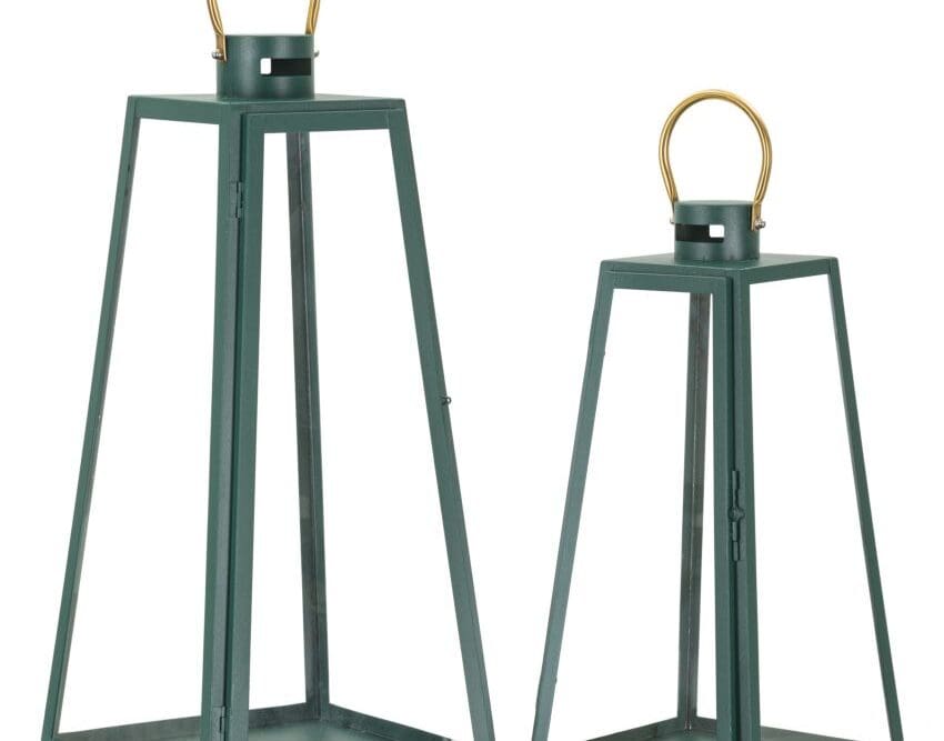 Lanterne Grent Verde/Oro - Set 2