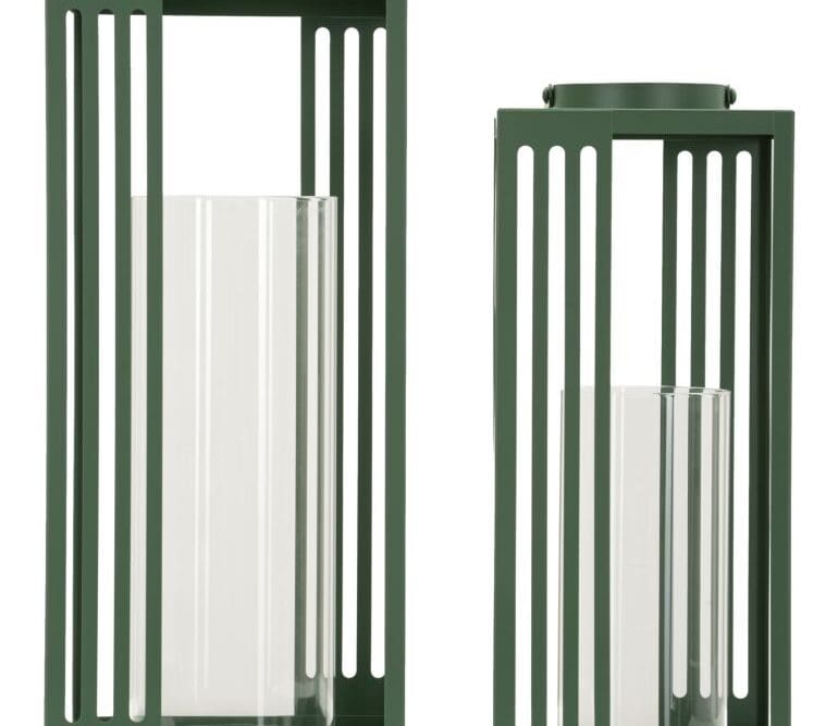 Lanterne in metallo verde Linee - Set 2