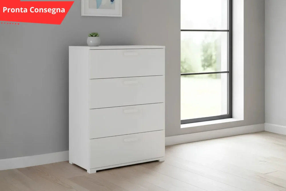 Cassettiera con 4 cassetti Bianco pronta consegna
