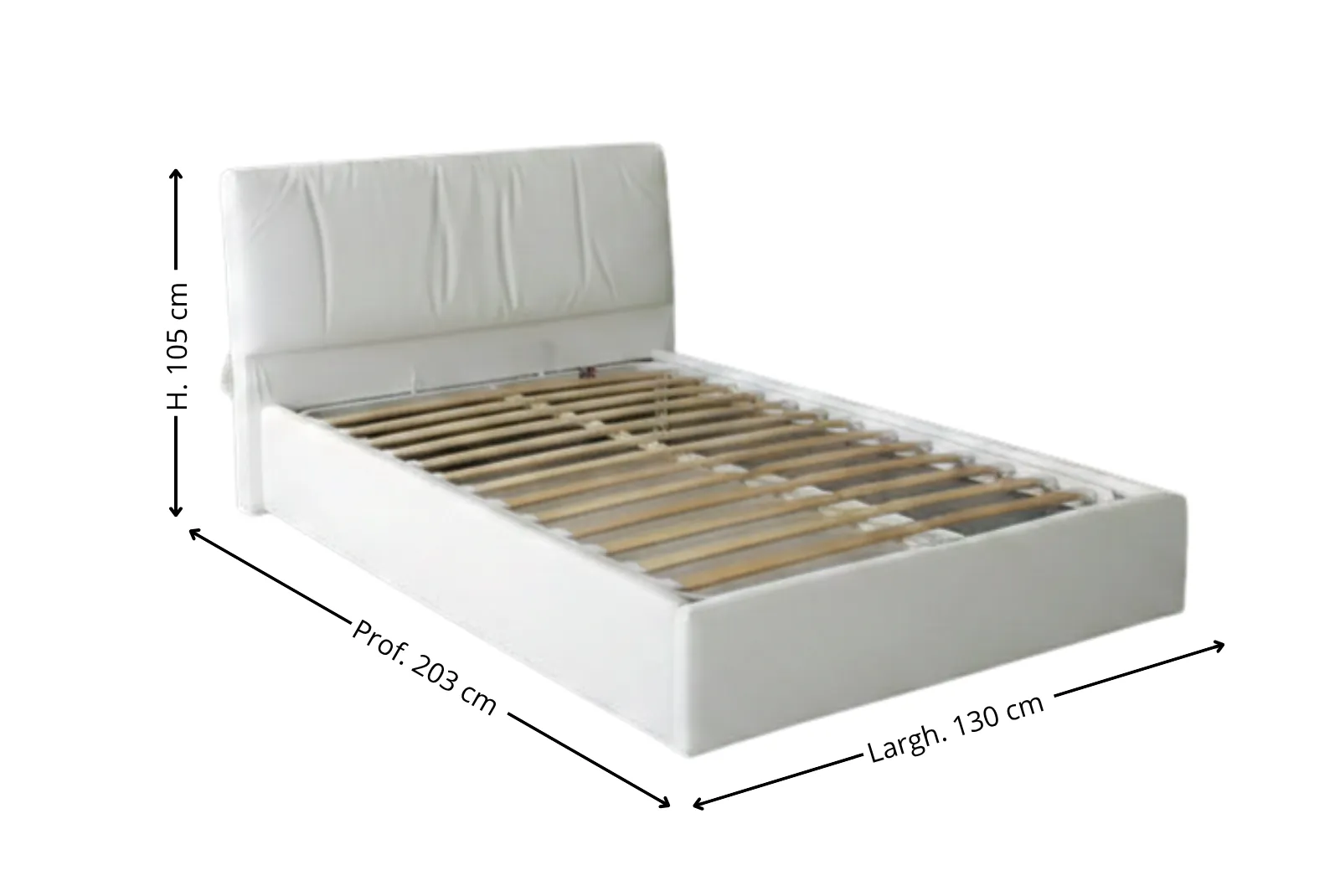 Dimensioni Letto Una Piazza e Mezzo con contenitore Bianco