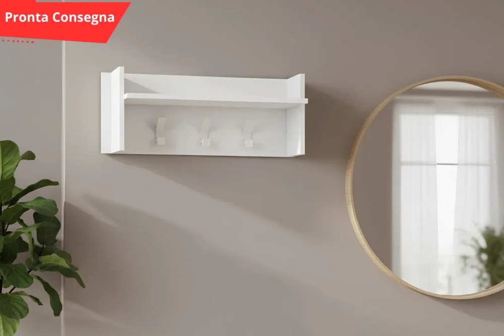 IngressoPannello appendiabiti con ripiano Bianco pronta consegna