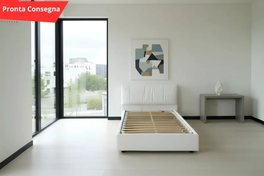 Letto Una Piazza e Mezzo con contenitore Bianco pronta consegna