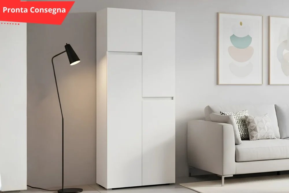 Mobile multiuso 4Ante con portascope interno Bianco pronta consegna