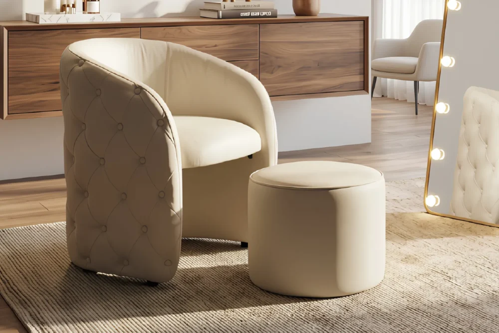 Poltrona con pouf Zagabria Capitonné