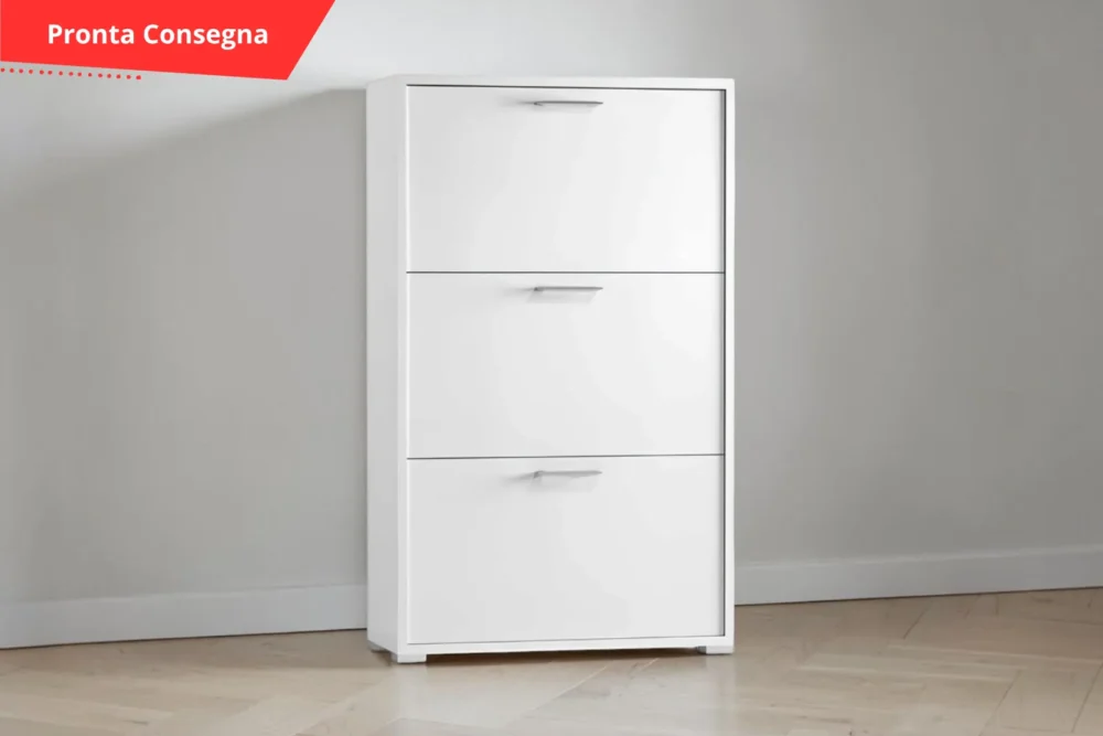 Scarpiera Elara Bianca con Tre Ante pronta consegna