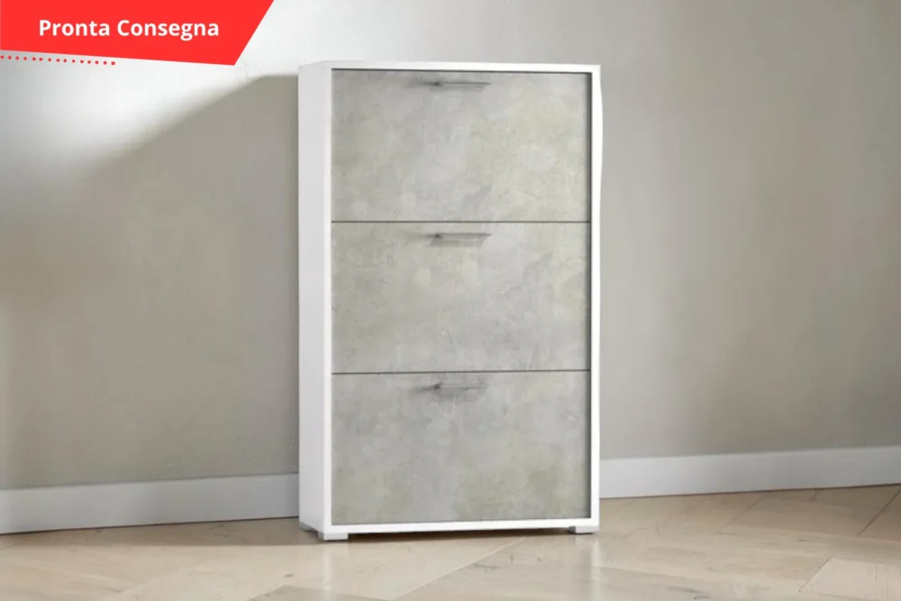 Scarpiera Elara Cemento con Tre Ante pronta consegna