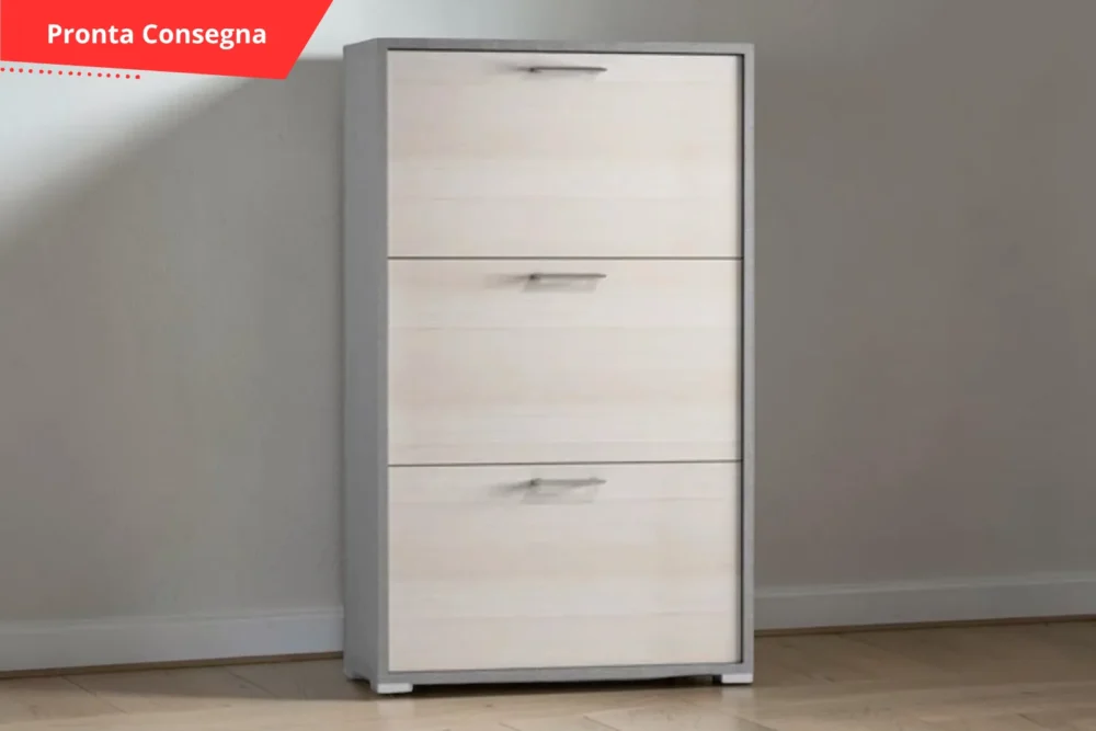 Scarpiera Elara Grigio con Tre Ante pronta consegna