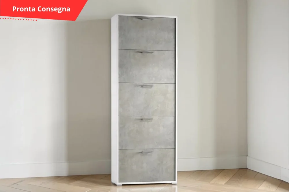 Scarpiera Iside Cemento con Cinque Ante pronta consegna