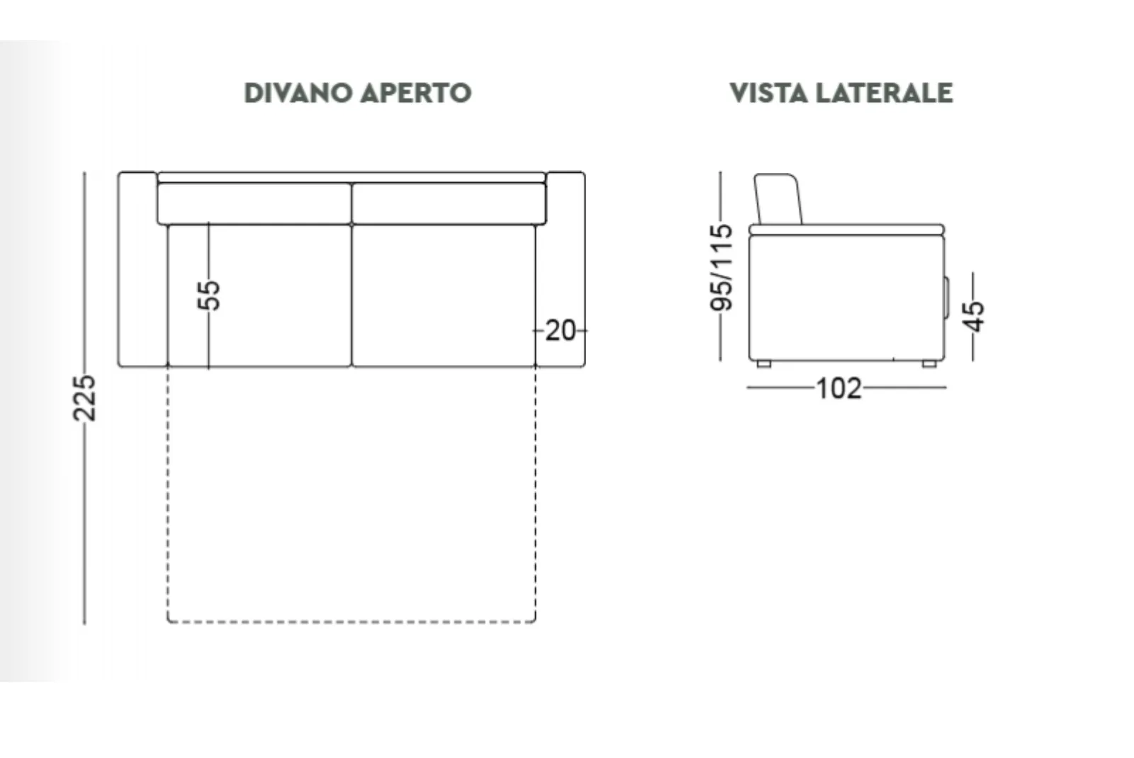 Scheda tecnica Divano letto Claris