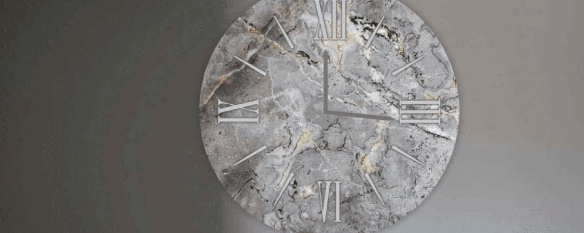 Orologio effetto marmo grigio - Stampa su vetro temperato